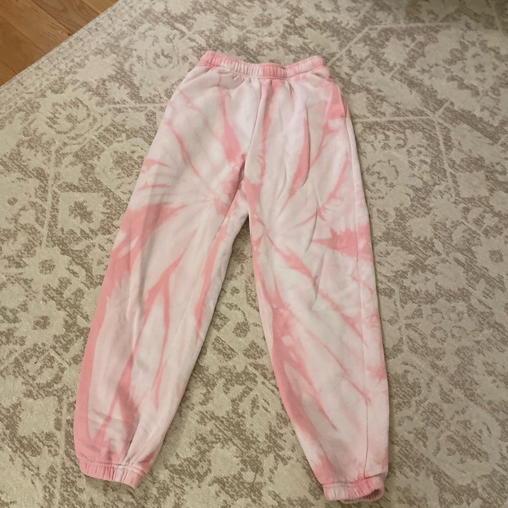 pacsun pink and white tie dye sweatpants